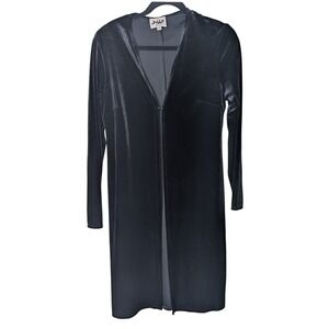 Vintage 90s Jump Black Velvet Duster Cardigan Y2K Witchy Goth Festival Sz‎ M